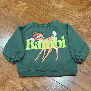 Zara Disney Bambi Forest Green Kids sweatshirt size 2/3